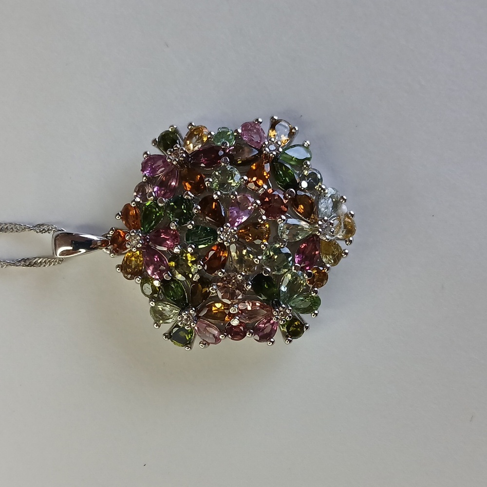 Beautiful Multi-colored Tourmaline Necklace with Chain.